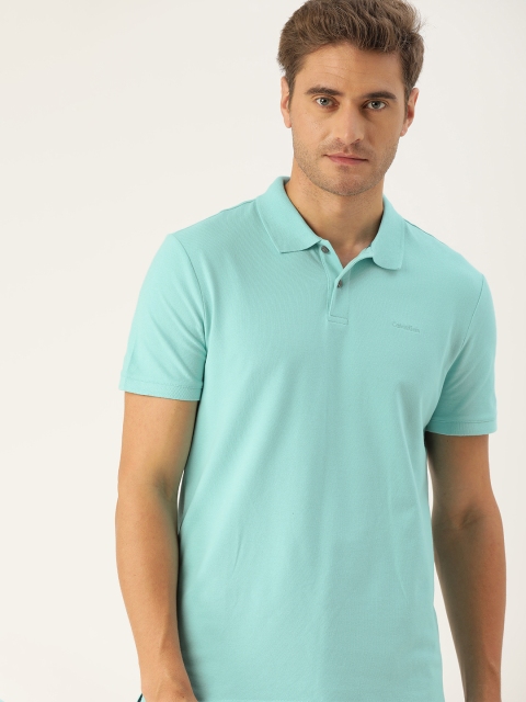 

Calvin Klein Jeans Men Sea Green Solid Polo Collar T-shirt