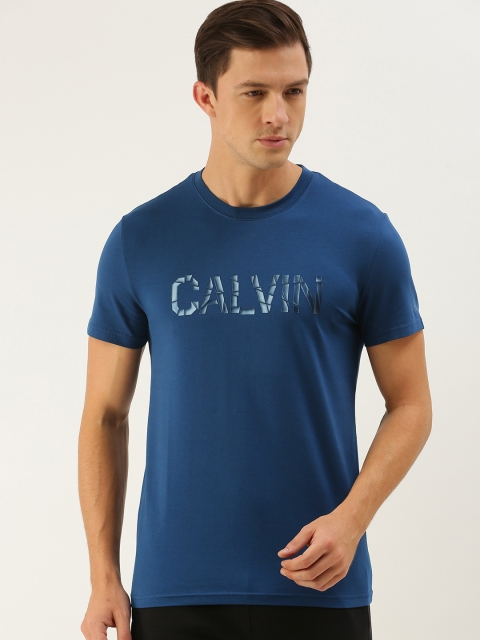 

Calvin Klein Jeans Men Blue Typography Printed Slim Fit T-shirt