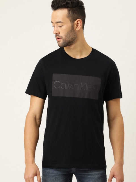 

Calvin Klein Jeans Men Black Printed Round Neck Pure Cotton T-shirt