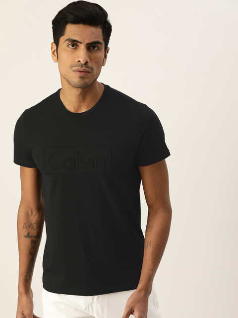 

Calvin Klein Jeans Men Black Self Design Round Neck T-shirt