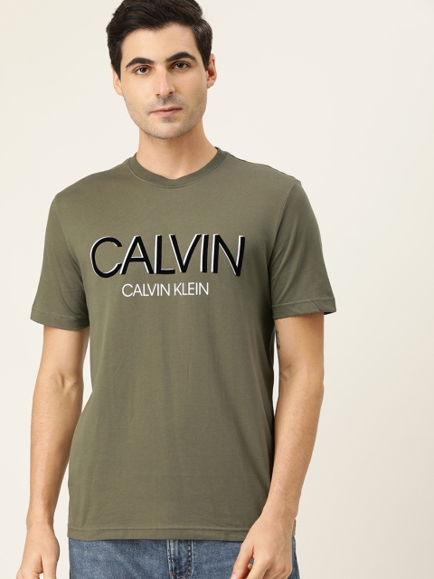 

Calvin Klein Jeans Men Olive Green Printed Round Neck T-shirt