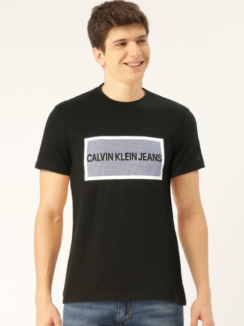 

Calvin Klein Jeans Men Black Printed Slim Fit Round Neck T-shirt