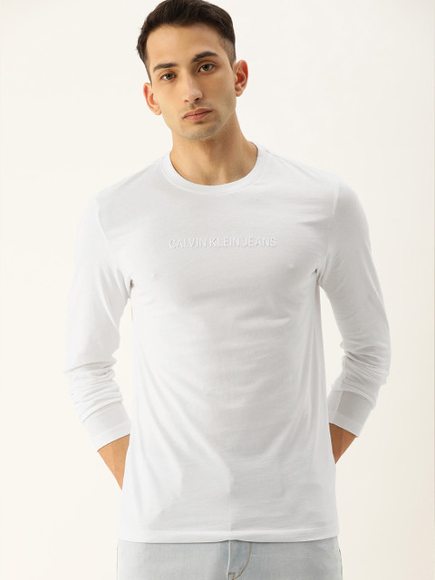 

Calvin Klein Jeans Men White Solid Round Neck T-shirt