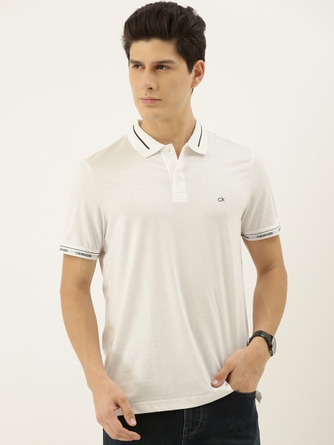 

Calvin Klein Jeans Men White Solid Polo Collar T-shirt