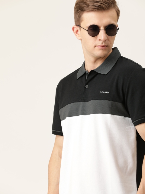 

Calvin Klein Jeans Men Black Colourblocked Polo Collar T-shirt