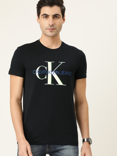 

Calvin Klein Jeans Men Black Slim Fit Printed Round Neck T-shirt