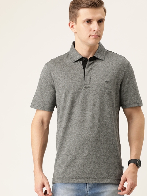 

Calvin Klein Jeans Men Grey Melange Solid Polo Collar T-shirt