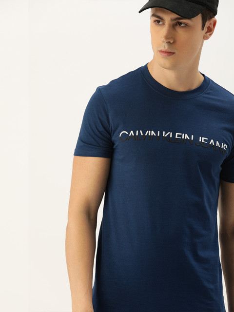 

Calvin Klein Jeans Men Navy Blue Printed Round Neck T-shirt