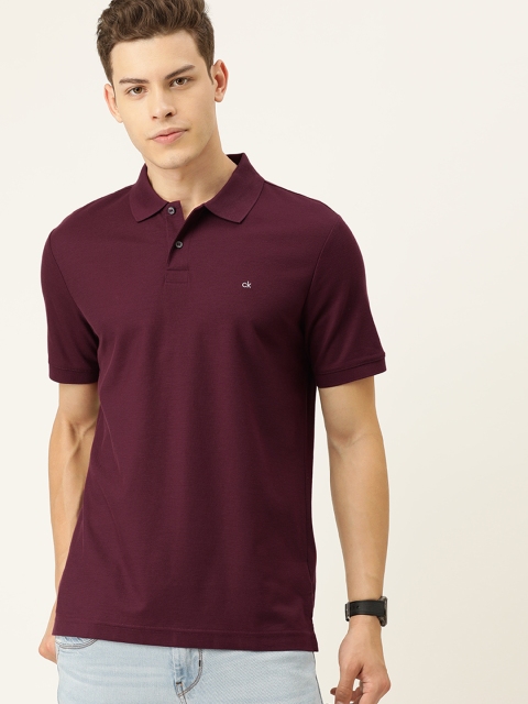 

Calvin Klein Jeans Men Burgundy Solid Slim Fit Polo Collar T-shirt