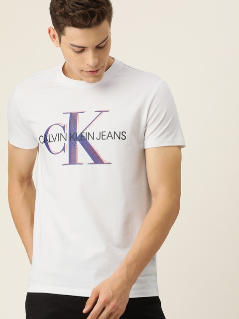 

Calvin Klein Jeans Men White Printed Round Neck T-shirt
