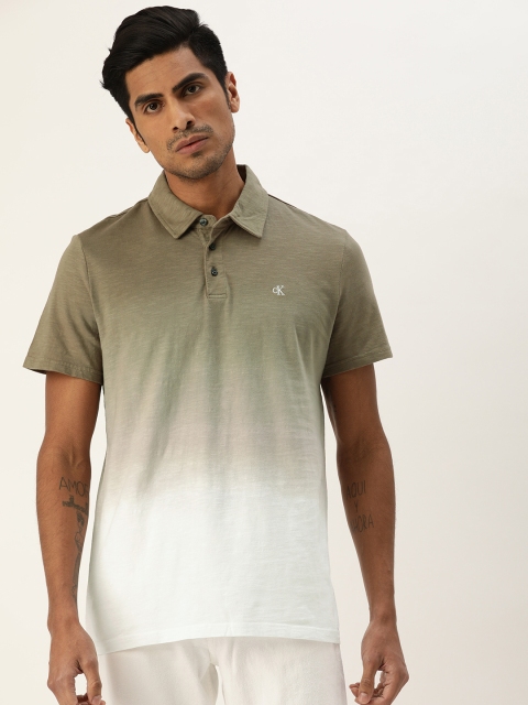 

Calvin Klein Jeans Men Olive Green Dyed Polo Collar T-shirt