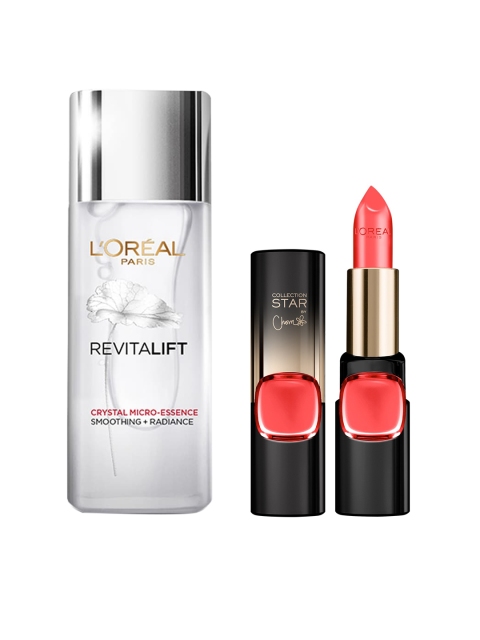 

LOreal Paris Set of Gold Obsession Lipstick & Revitalift Crystal Micro-Essence Serum, White