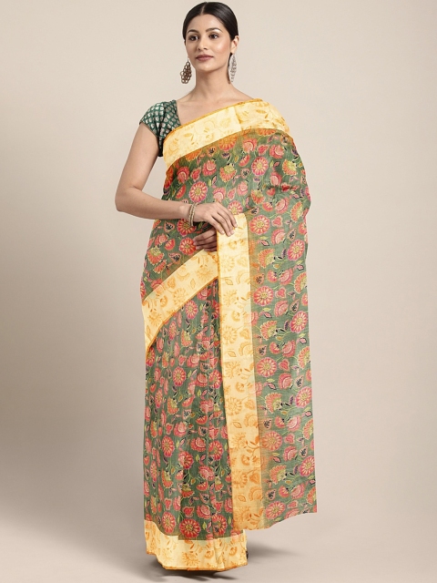 

KALINI Multicoloured Floral Printed Pure Linen Saree, Multi