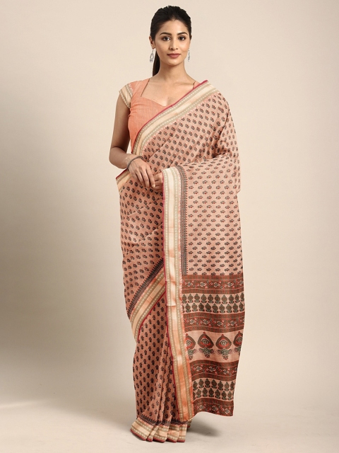 

KALINI Orange & Green Pure Cotton Printed Saree
