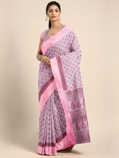 

KALINI Pink Printed Pure Cotton Saree
