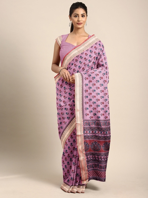 

KALINI Pink & Black Pure Cotton Printed Saree