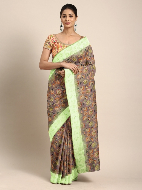 

KALINI Mauve & Multicoloured Pure Linen Printed Saree