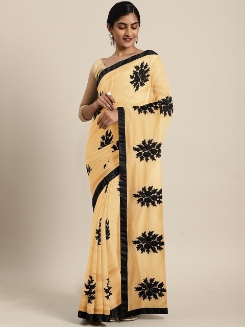 

KALINI Yellow Embroidered Pure Chiffon Saree