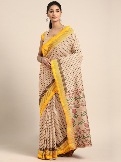 

KALINI Multicoloured Floral Printed Pure Cotton Saree, Multi