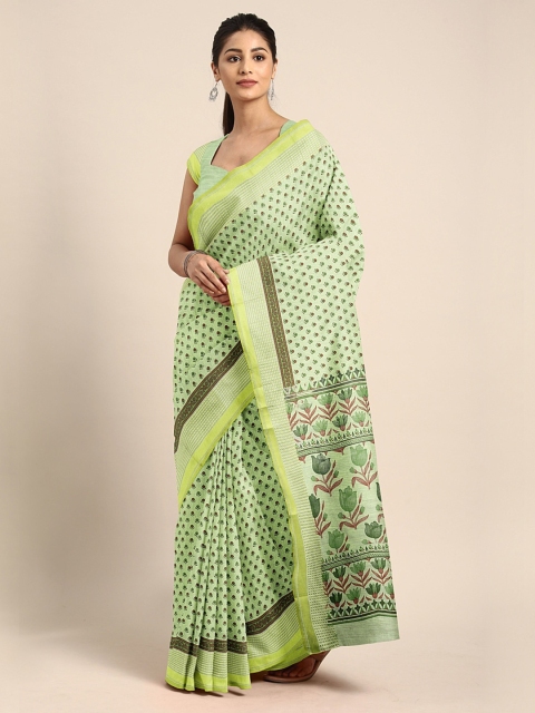 

KALINI Green & Maroon Pure Cotton Printed Saree