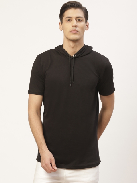 

PAUSE SPORT Men Black Solid Hooded T-shirt