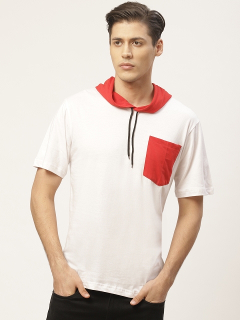 

PAUSE SPORT Men White Solid Hooded T-shirt