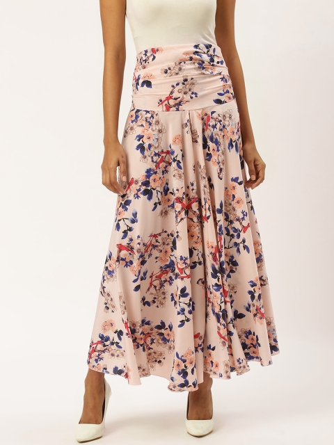 

Trend Arrest Women Beige & Blue Floral Printed Flared Palazzos