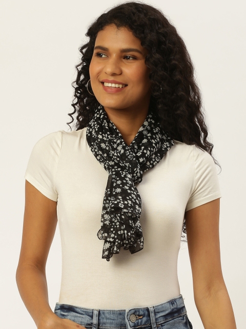 

Trend Arrest Women Black & White Floral Printed Stole