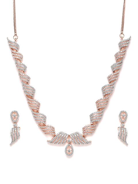 

LAIDA Rose Gold-Plated American Diamond Studded Jewellery Set