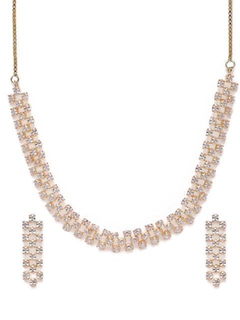 

LAIDA Gold-Plated American Diamond Studded Jewellery Set