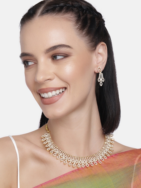 

LAIDA Gold-Plated American Diamond Studded Handcrafted Jewellery Set