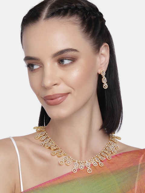 

LAIDA Gold-Plated American Diamond Studded Handcrafted Jewellery Set