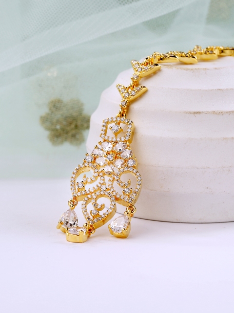 

LAIDA Gold Plated Studded Maang Tika