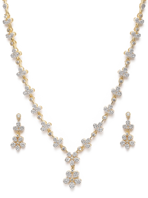 

LAIDA Gold-Plated American Diamond Studded Jewellery Set