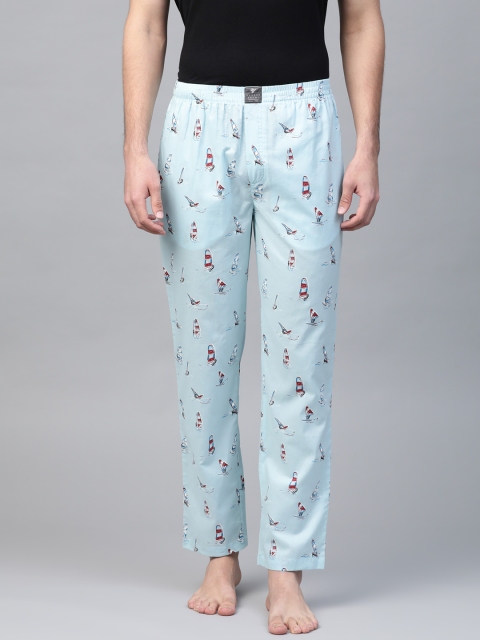 

Hubberholme Men Blue Printed Lounge Pants