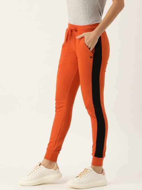 

Genius18 Women Orange & Black Striped Classic Fit Training Joggers