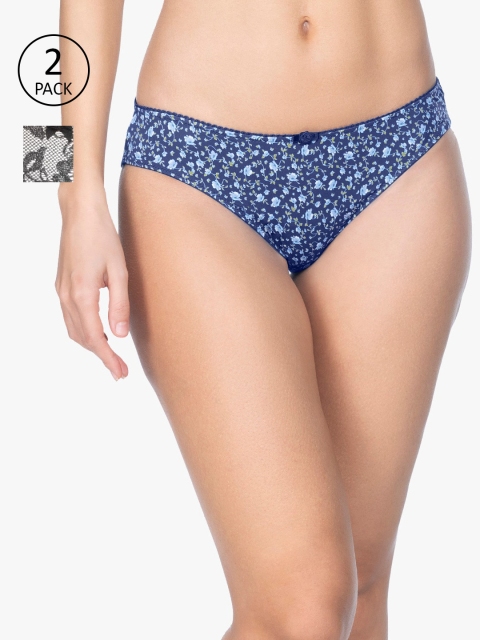 

Amante Women Pack of 2 Floral Bikini Briefs, Black