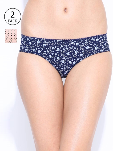 

Amante Women Pack of 2 Printed Briefs, Navy blue