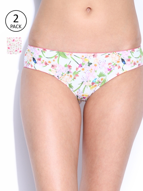 

Amante Women Pack of 2 White & Pink Floral Print Briefs