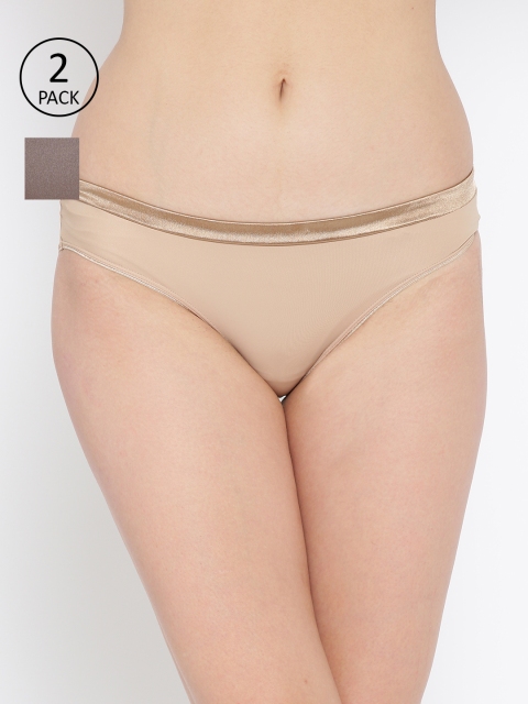 

Amante Women Pack Of 2 Solid Bikini Briefs, Taupe
