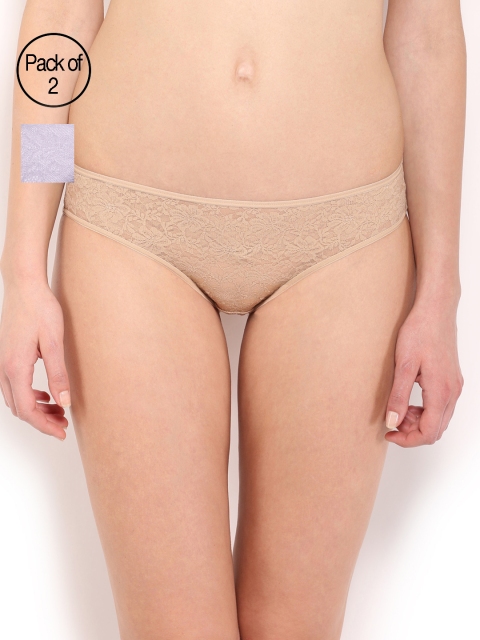 

Amante Women Pack of 2 Lace Bikini Briefs, Nude