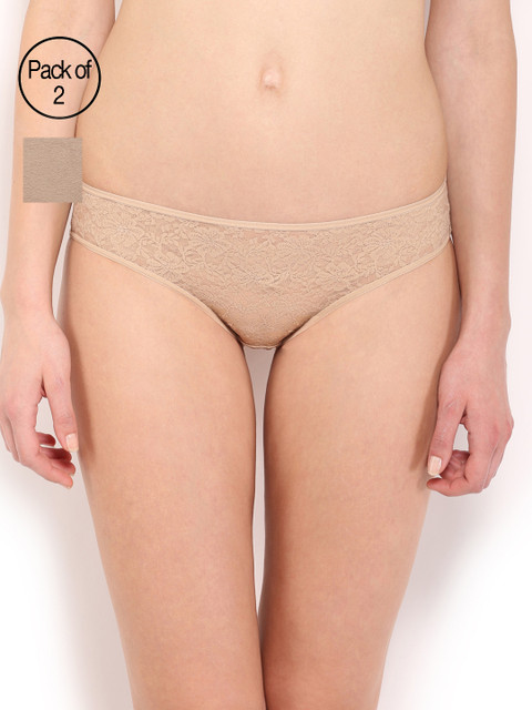 

Amante Women Pack of 2 Lace Bikini Briefs, Nude
