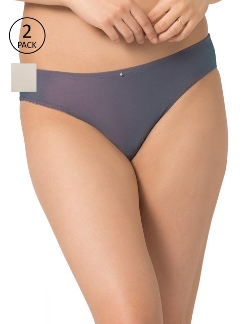 

Amante Women Pack of 2 Solid Briefs, Navy blue
