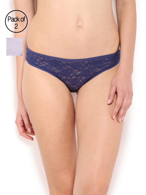 

Amante Women Pack of 2 Lace Briefs, Navy blue