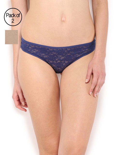 

Amante Women Pack of 2 Lace Briefs, Navy blue