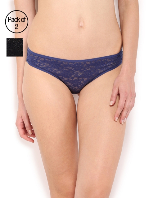 

Amante Women Pack of 2 Lace Briefs, Navy blue