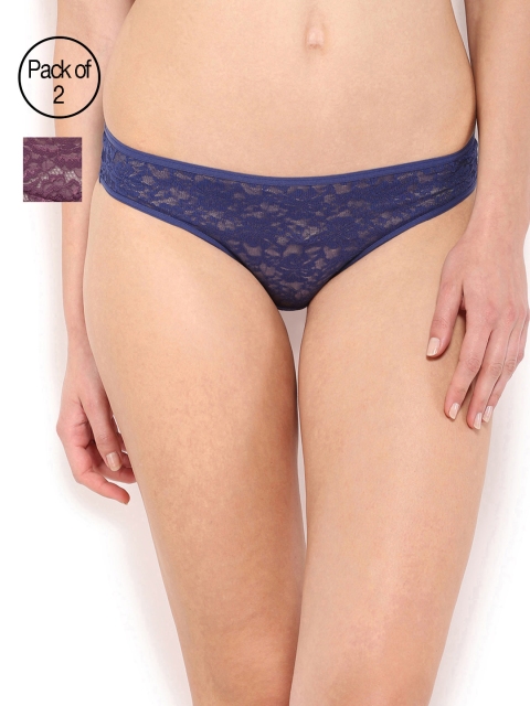 

Amante Women Pack of 2 Lace Briefs, Navy blue