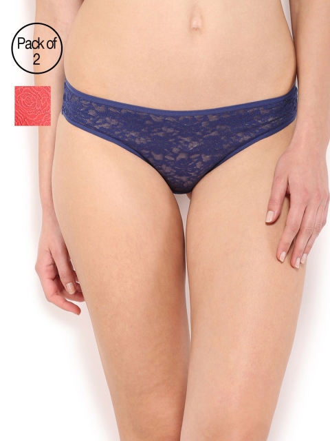 

Amante Women Pack of 2 Lace Briefs, Navy blue