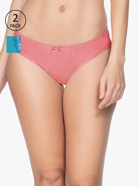 

Amante Women Pack of 2 Lace Bikini Briefs, Coral