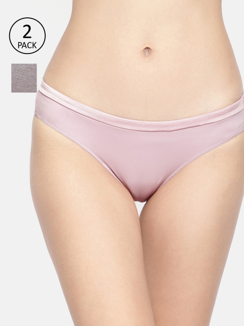 

Amante Women Pack of 2 Solid Bikini Briefs, Pink